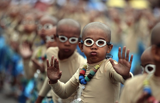 Cebu, Philippines: Children perform during a feast celebrating Jesus as a child Photograph: Jay Rommel LabraEPA