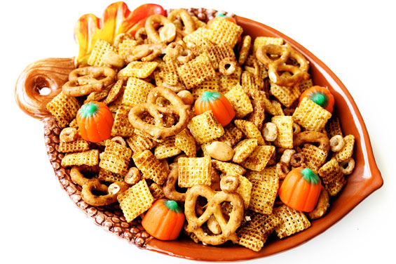 party mix in a bowl