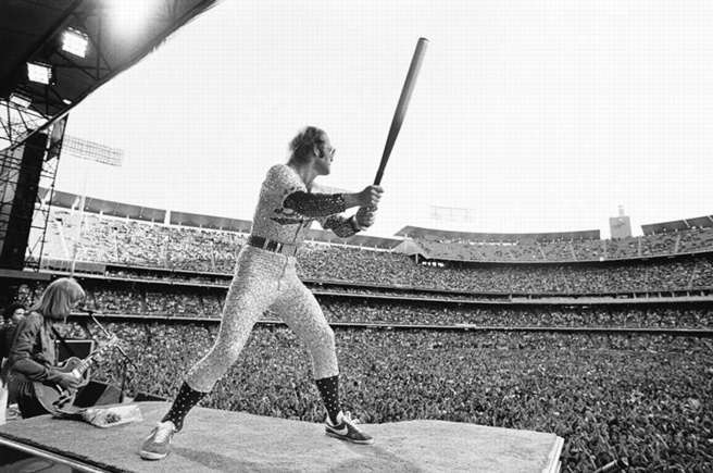 Elton John at Dodger Stadium, by Terry O'Neill