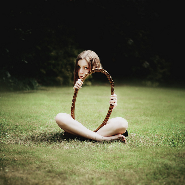 Mirror on the lawn, by Laura Williams
